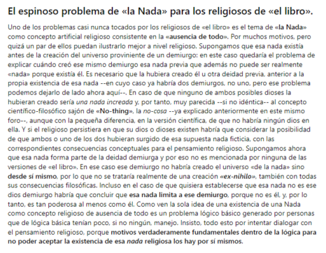 El espinoso problema de «La Nada» para los religiosos de «El Libro»